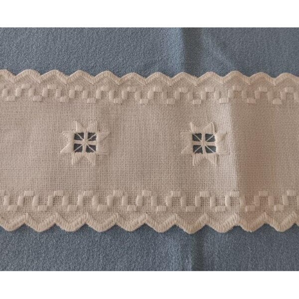 Vintage Hardanger Lace Narrow Table Runner 4x27" Embroidery Norway White